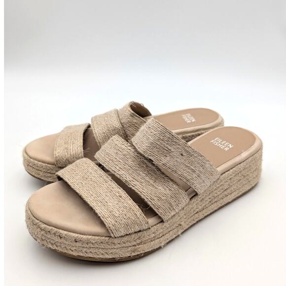 Eileen Fisher Mayla Jute Wedge Espadrille Sandal Women's Natural Size US8 EU38.5 - Picture 1 of 12